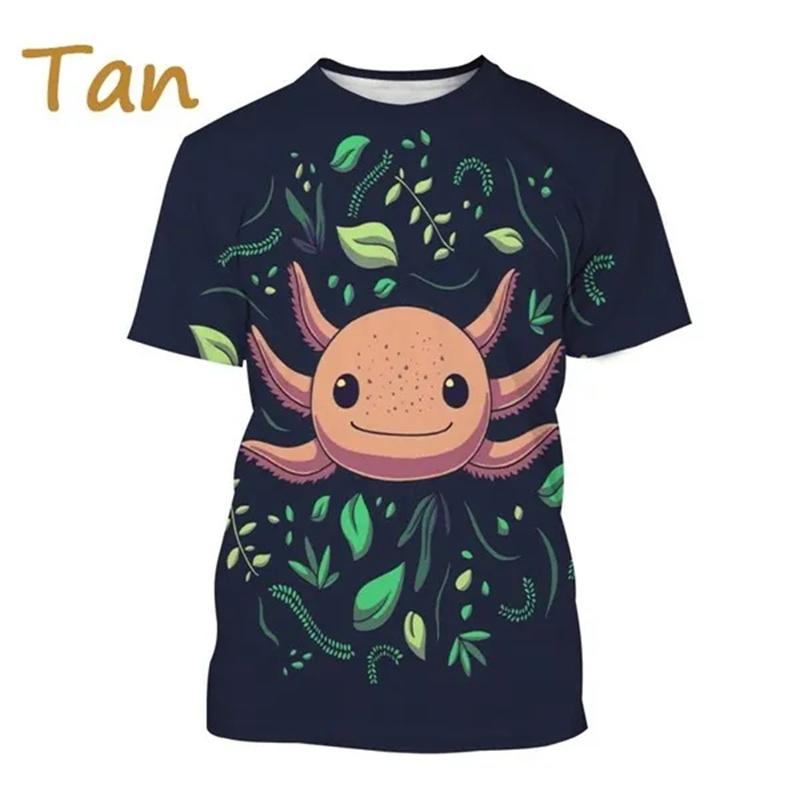 Hot Sale New Axolotl 3D Printed T-shirt Personality Animal Unisex Comfortable Round Neck Print Streetwear Tops Men Women Tees