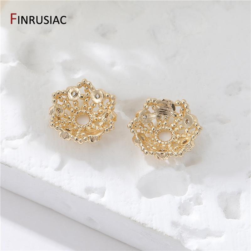 14K Goldplattiertes Messing Hohlblumenperlenkappen Endkappen Für Schmuckherstellung Zubehör Diy Fundstücke Zubehör