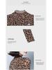2024 Autumn Women's Leopard Print Slim Fit Mesh T-Shirt - Thin Casual Half High Collar Trend.