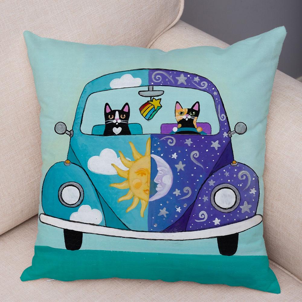 Pet Animal Cute Funny Cartoon Driving Cat Pillowcase Pillowcase Cushion Cover