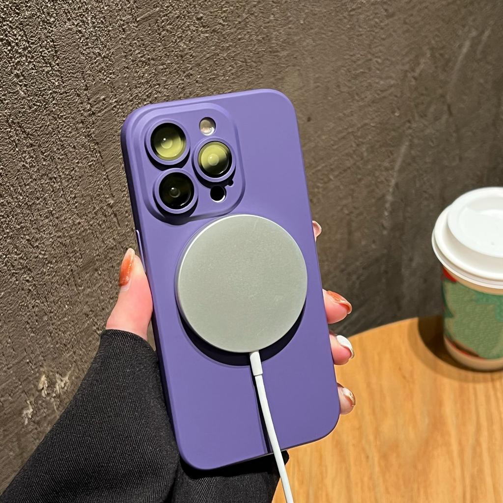 Magnetic Case for iPhone 13 Pro Compatible with MagSafe Liquid Silicone Phone Cover with Camera Lens Protector