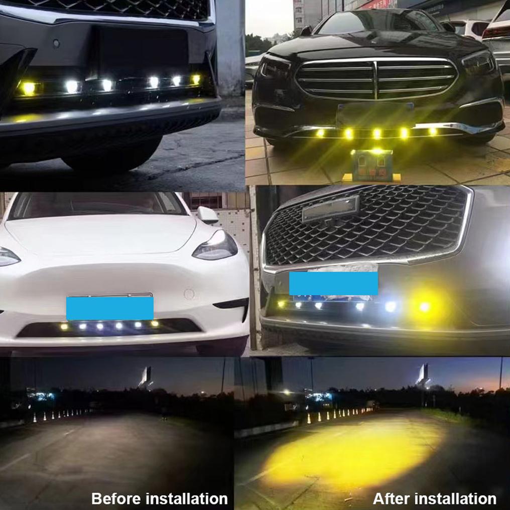2PCS Universal Car Front LED Grille Light Auxiliary Daytime Running Medium Grille Lamp Auto Decorative Lights For Off Road Truck SUV