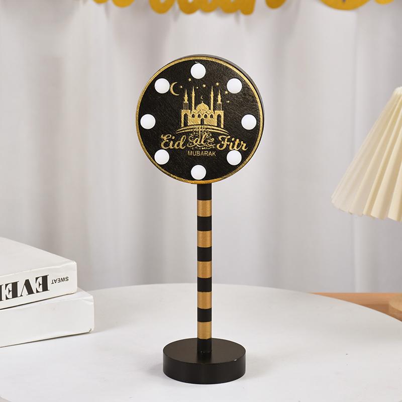 Eid Mubarak Mond Stern Lampe Holz Ornament 2025 Ramadan Kareem Heim Tisch Dekoration LED Licht Laterne Islamische Muslimische Party Geschenk