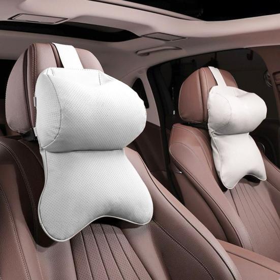 Car Neck Pillow Ergonomic Breathable Car Headrest Neck Cushion with Elastic Strap Adjustable Cervical Support Pillow for Neck Pain Relief