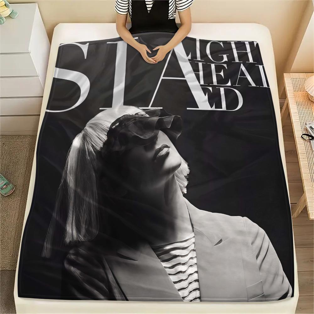 1PC SIA Print Flannel Blanket, High quality Comfortable for All Seasons, Home Decor, Warmth and Comfort, Perfect for Christmas Gifts