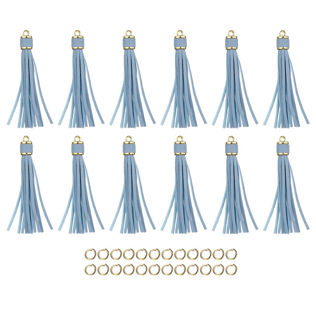 12 Stück Quasten-Schlüsselanhänger-Set PU-Lederquasten-Anhänger Bunte Lederquaste für Schmuckherstellung Handybänder Handtasche DIY-Bastelarbeiten