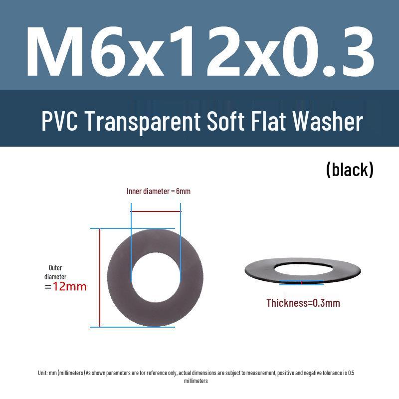 Yigu Black PVC Insulating Waterproof Flat Washer (M2-M10, M4-M5)