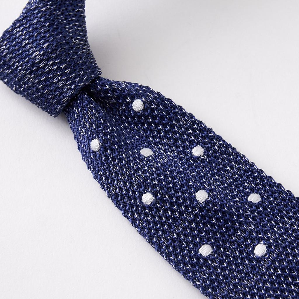 tie tie Blue Blue [Ogier] Tie/knit 100% silk/dot pattern/narrow tie/slim