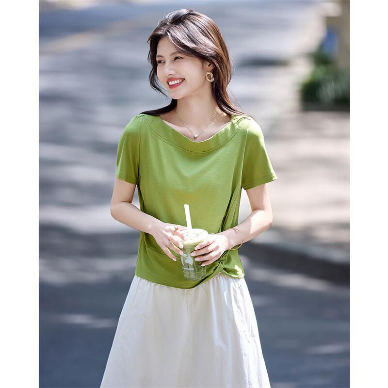 Women's Irregular Twisted Knot Short Sleeve T-shirt
