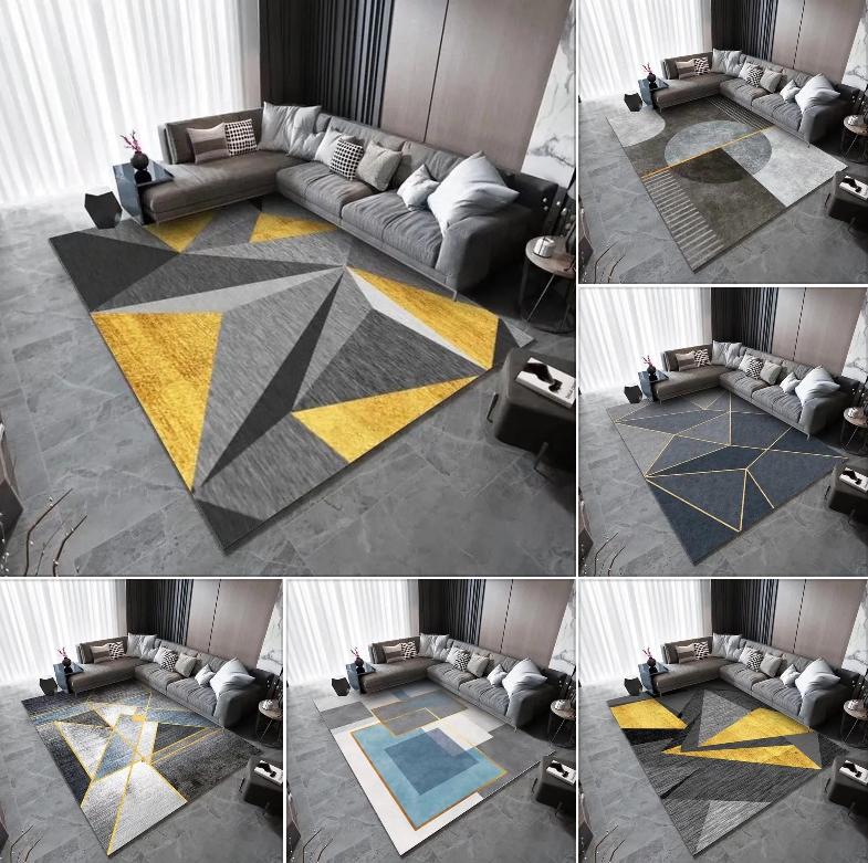 Geometric Pattern Living Room Carpet Bedroom Anti-Slip Rug Hotel and Homestay Floor Mat Home Decoration Mats