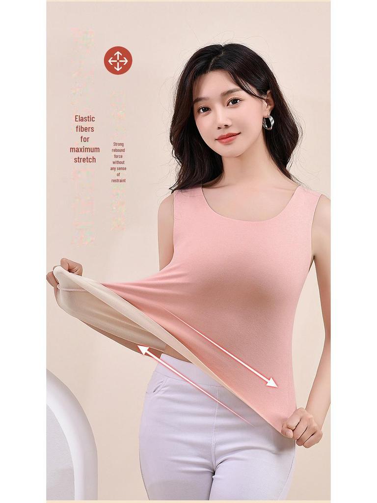Women's German Velvet Self-Heating Thermal Vest: Double-Sided Brushed, Seamless, Solid Color, Thick, Autumn/Winter