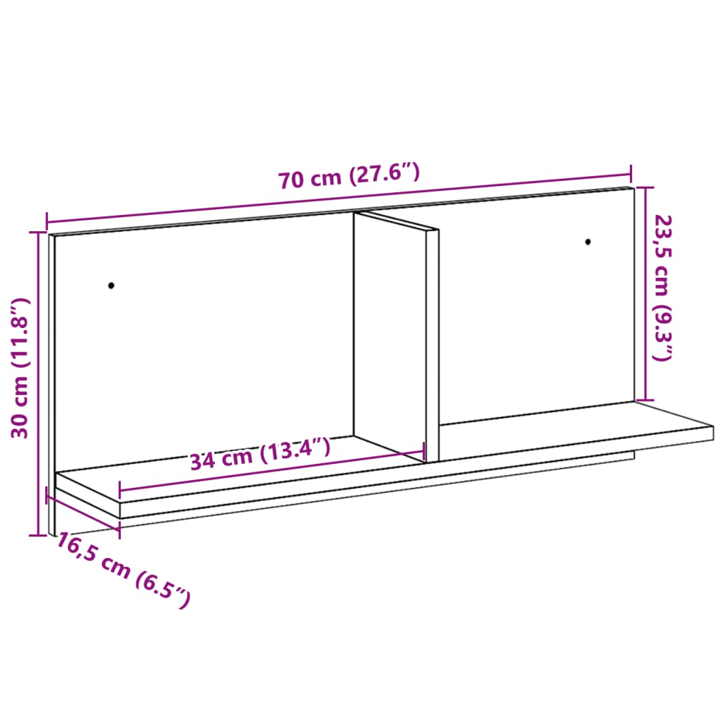 Wall Cabinet 70 x 16.5 x 30 cm Rustic Wood Look Particleboard