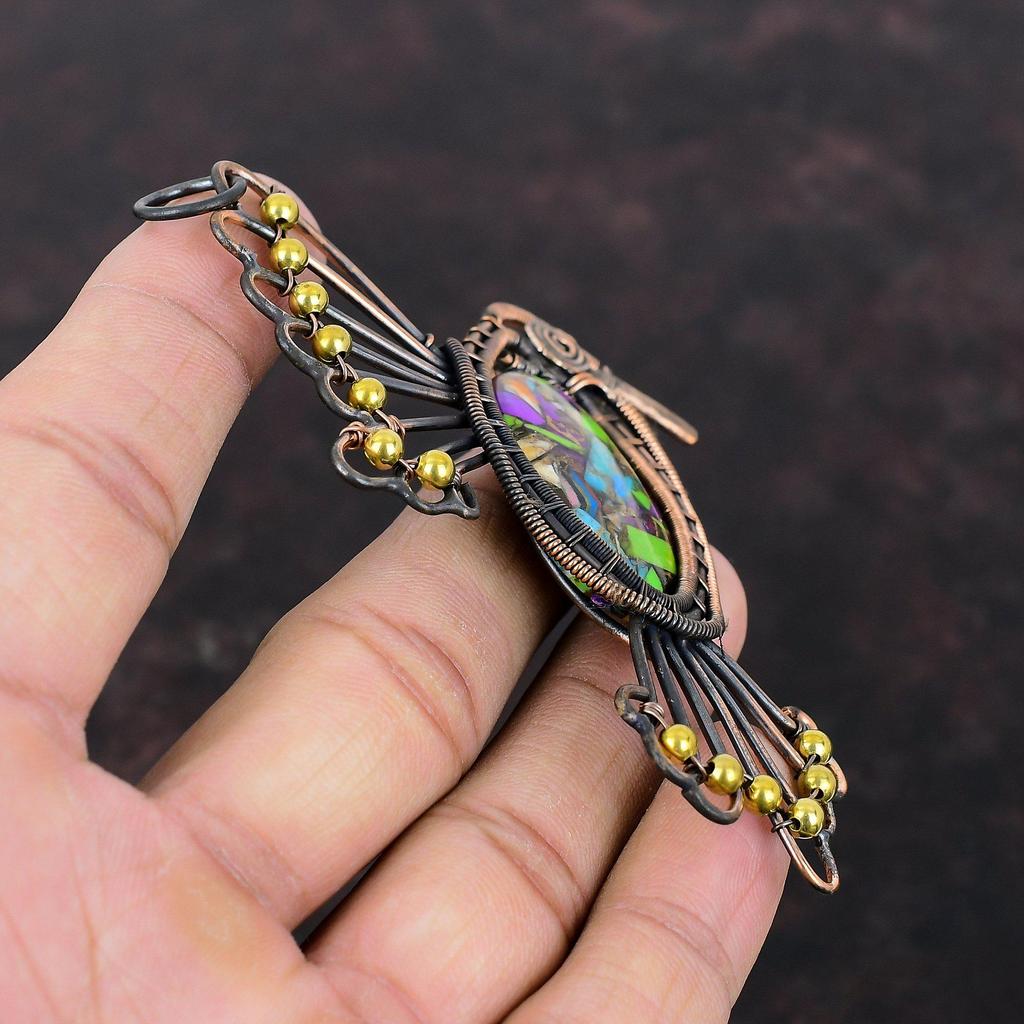Fiesta Kingman Turquoise Pendant Copper Wire Wrapped Gemstone Pendant Multi Copper Turquoise Pendant Copper Wire Wrap Jewelry Bird Pendants