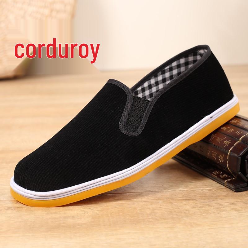 Men's Black Handmade Non-Slip Wear-Resistant Cloth Shoes with Thousand-Layer Sole