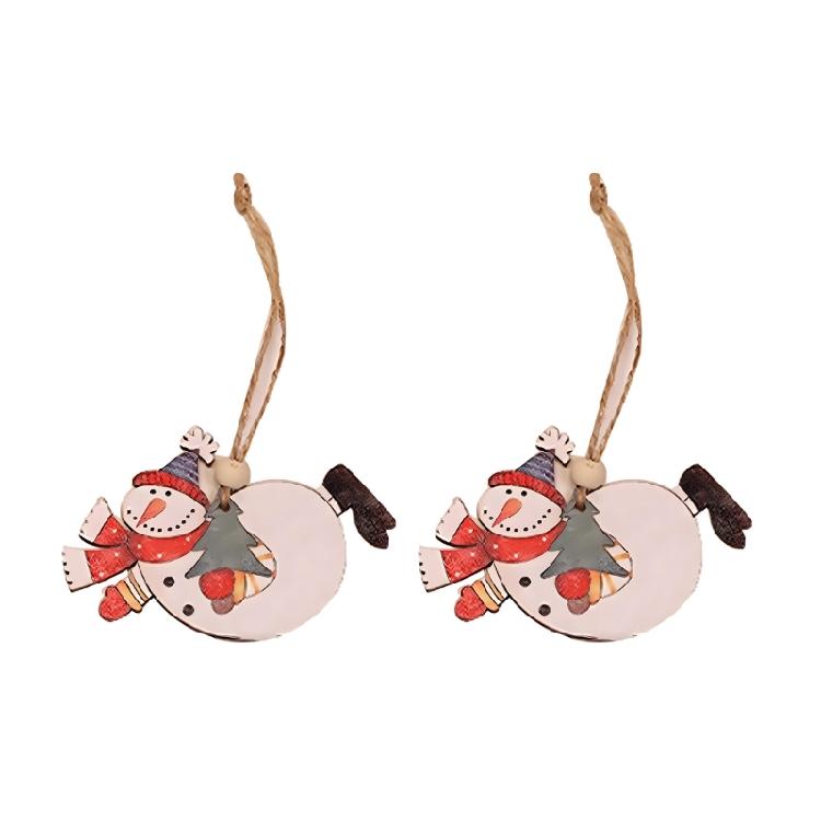 Wooden Holiday Hanging Ornaments Santa Angel Snowman Decoration For Christmas Party And Family Gathering