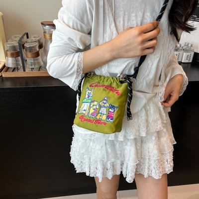 2025 New Japanese Embroidery Mobile Phone Bag Simple Bag Women's Fashion Versatile Portable Trend Messenger Shoulder Bag Women