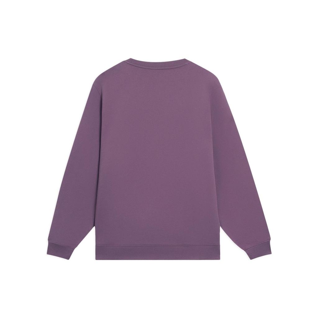 Li-Ning Sports Trend Series Brand Logo Patch Solid Color Crew Neck Pullover Sweatshirt Men Tops Purple AWDSB13-4