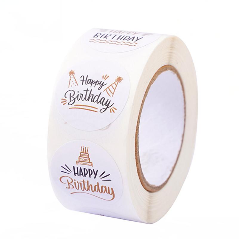 100-500pcs 1inch Cute Happy Birthday Stickers for Gift Wrapping Decoration Envelope Sealing Label Kids Toys Stationery Stickers