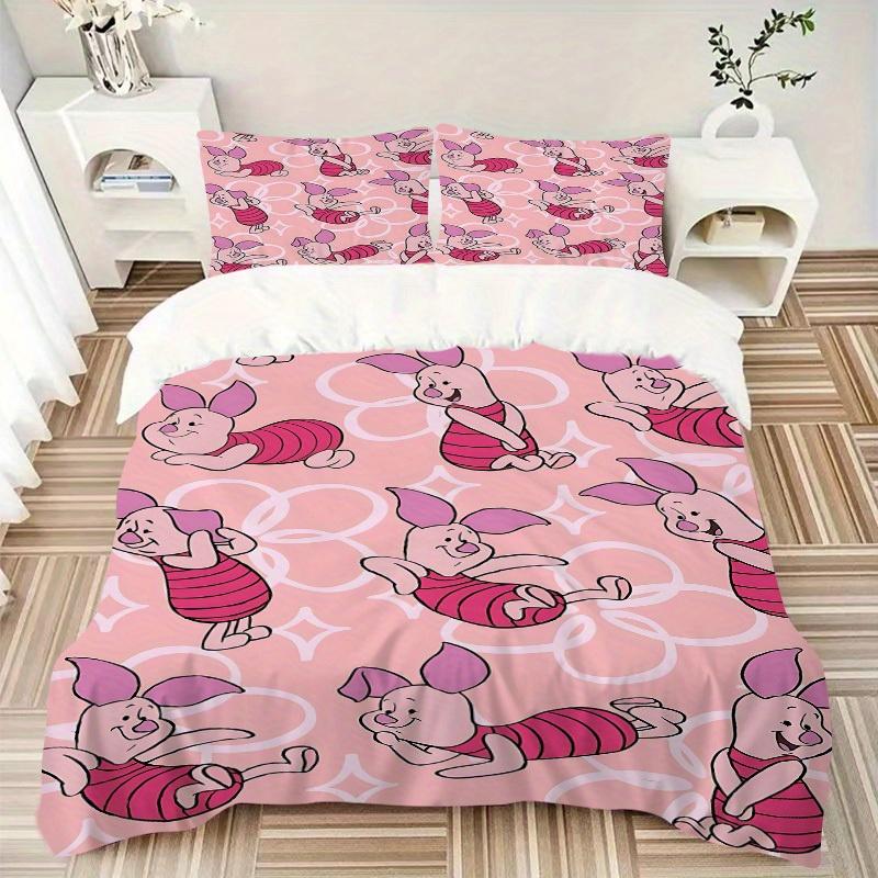 3pcs Piglet Pattern 1 Cover+2 Pillowcases, Pillow Inserts Not Included, Machine Washable, All-Season Use, Teen and Adult Rooms131