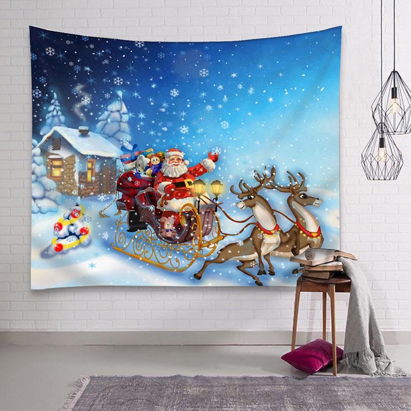 Christmas Tapestry Wall Hanging Santa Mat Bedspread Throw Cover Beach Towel Gift