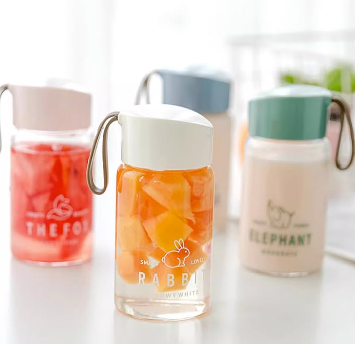 FISHLUCK Water Bottle, Glass Bottle, High Boron Silicone Glass, Direct Drinking, Leak-Proof, Portable, Transparent, 230ml, Suitable for Office,