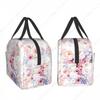 Oil painting flowers Lunch Bag Waterproof Insulated Canvas Cooler Bag Thermal Cold Food Picnic Travel Tote for Women Children
