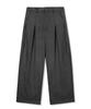 TRILLION Wool-Like Inverted Tuck Herringbone Wide Pants (Gray)