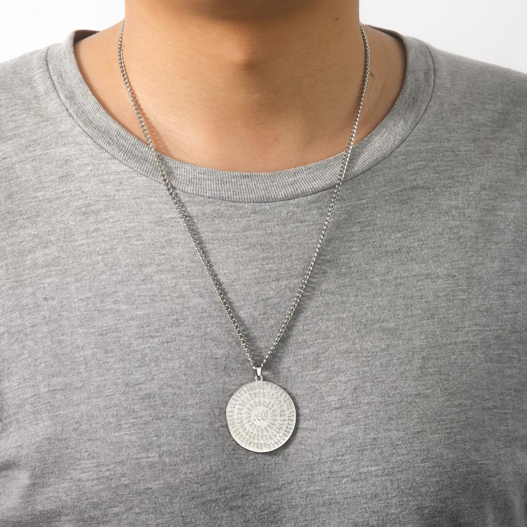 Jeshayuan Allah Name Pendant Necklace For Men Arabian Calligraphy Stainless Steel Religious Amulet Lucky Jewelry Gift