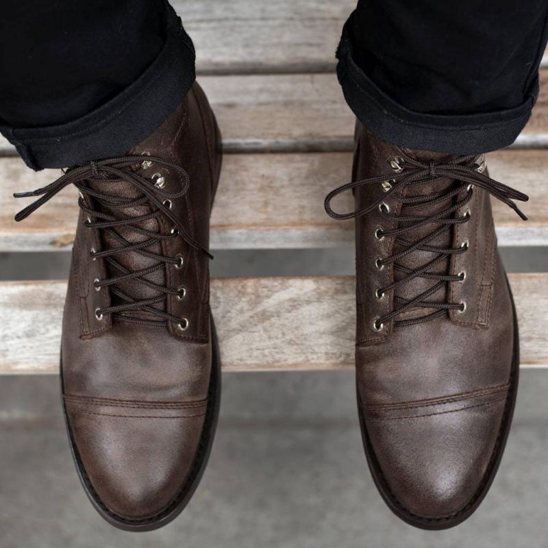 TEMU American retro round head tooling Martin boots high-top locomotive shoes men's shoes