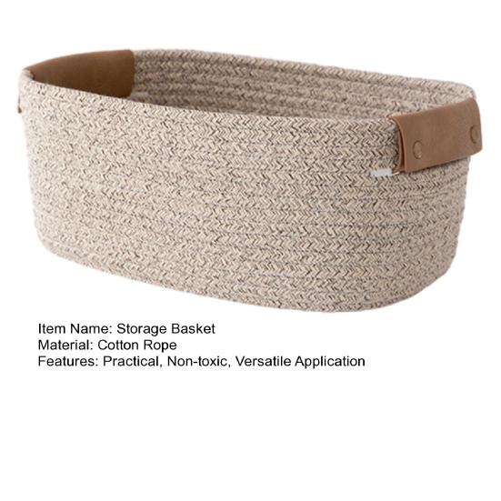 Cotton Rope Basket Storage Basket with Handles Desktop Organizer Woven Basket for Clothes Towels Toys Cosmetics Book Nursery Bedroom Use