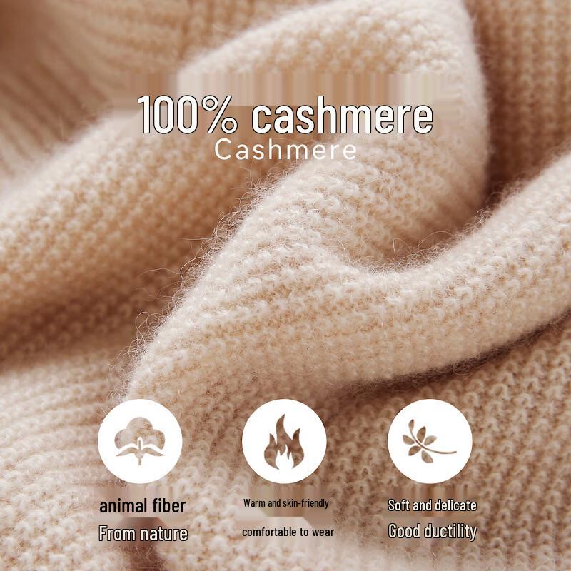 Zhaojun Women's 100% Cashmere Half-High Collar Knit Sweater