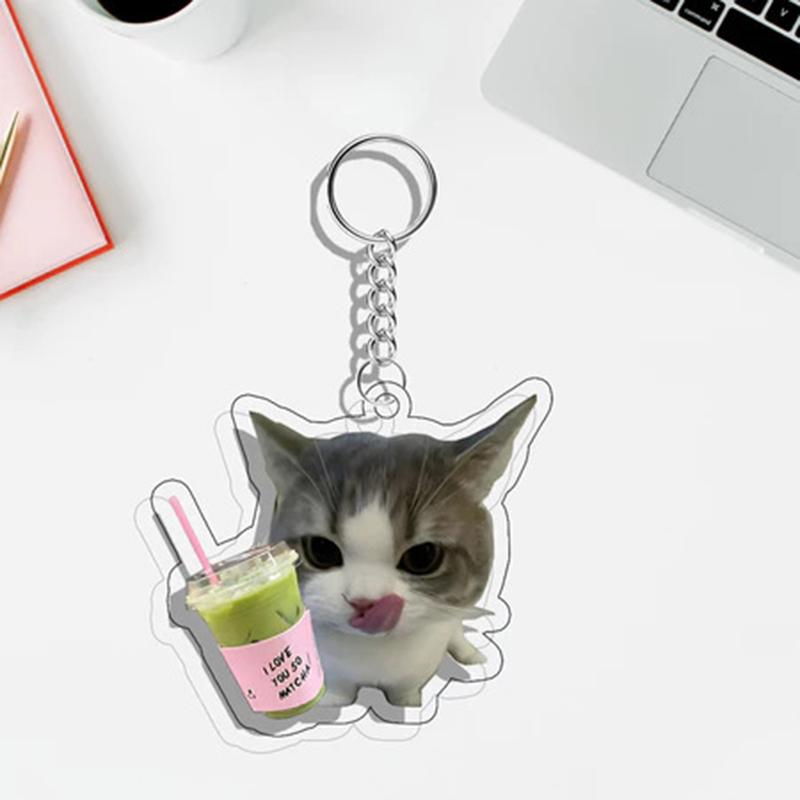 1PC Acrylic Design Keychain Marker Creativity Pendant Fun Party Gift DIY Decoration Cat Keychain Clear