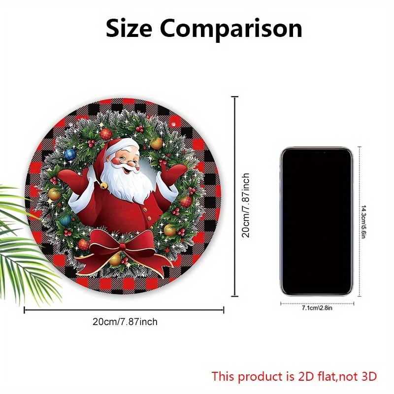 Christmas Wooden Sign with Kindly Santa Claus Pattern - Buffalo Plaid Navidad Sign for Front Door, Wall Hanging Decor - Ideal Christmas Gift