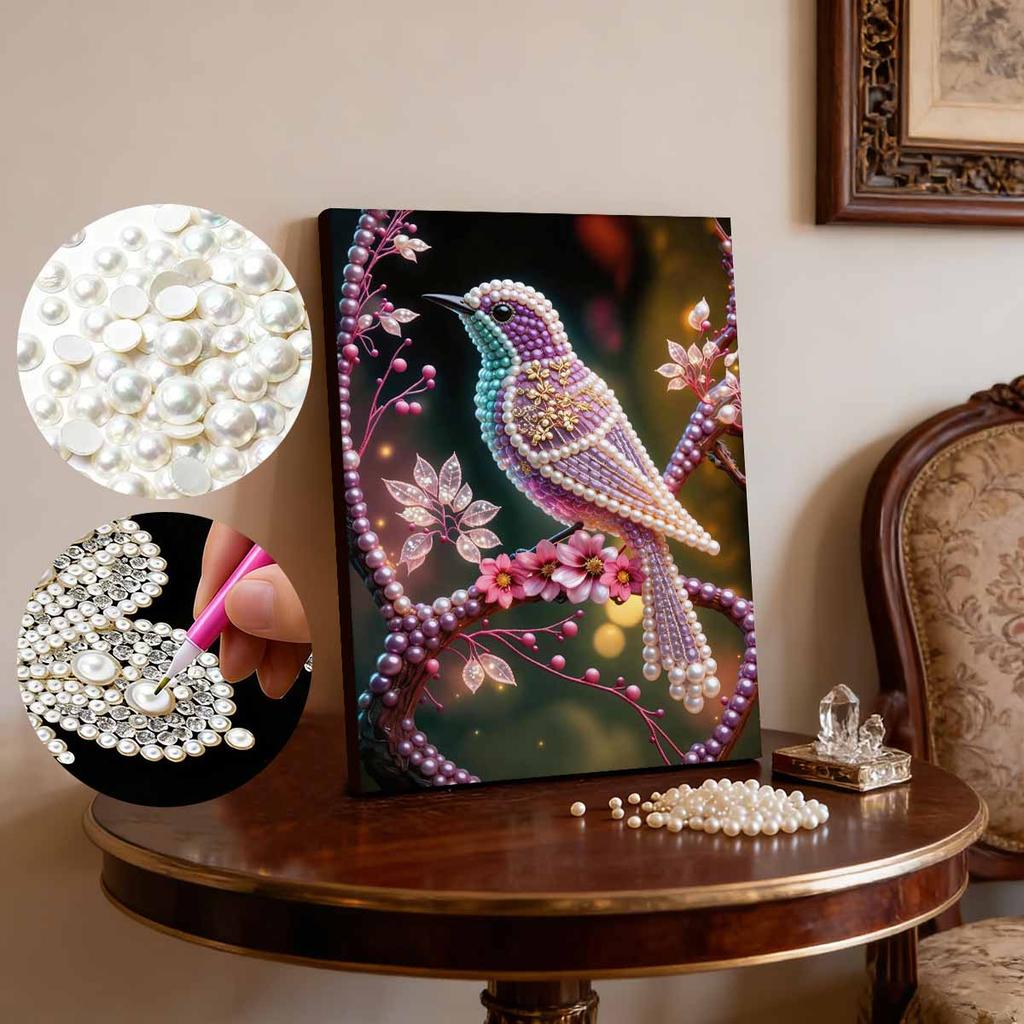 5D DIY Frameless Pearl Painting The Little Bird Pattern Painting Kit, Suitable for Home Living Room Bedroom and Other Wall Decoration Art Paintings