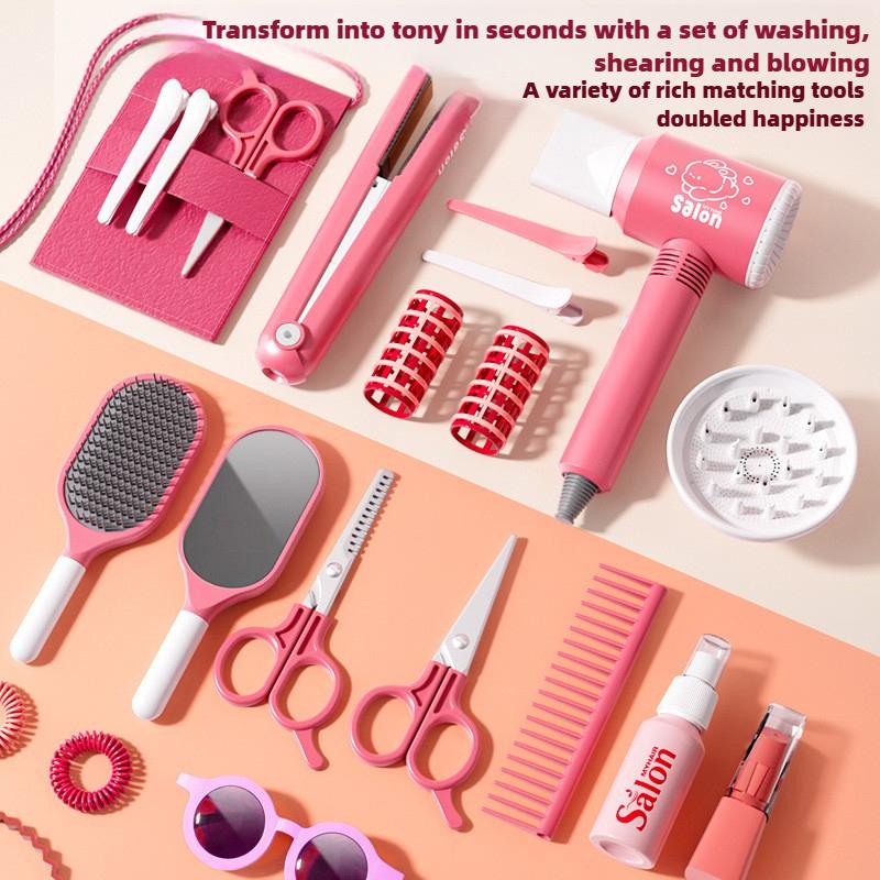 Make Up Toys Simulation Haircut Kit Children'S Hair Dryer Role Playing Game Educational Toys For Girls Pretend Play Kids Gifts