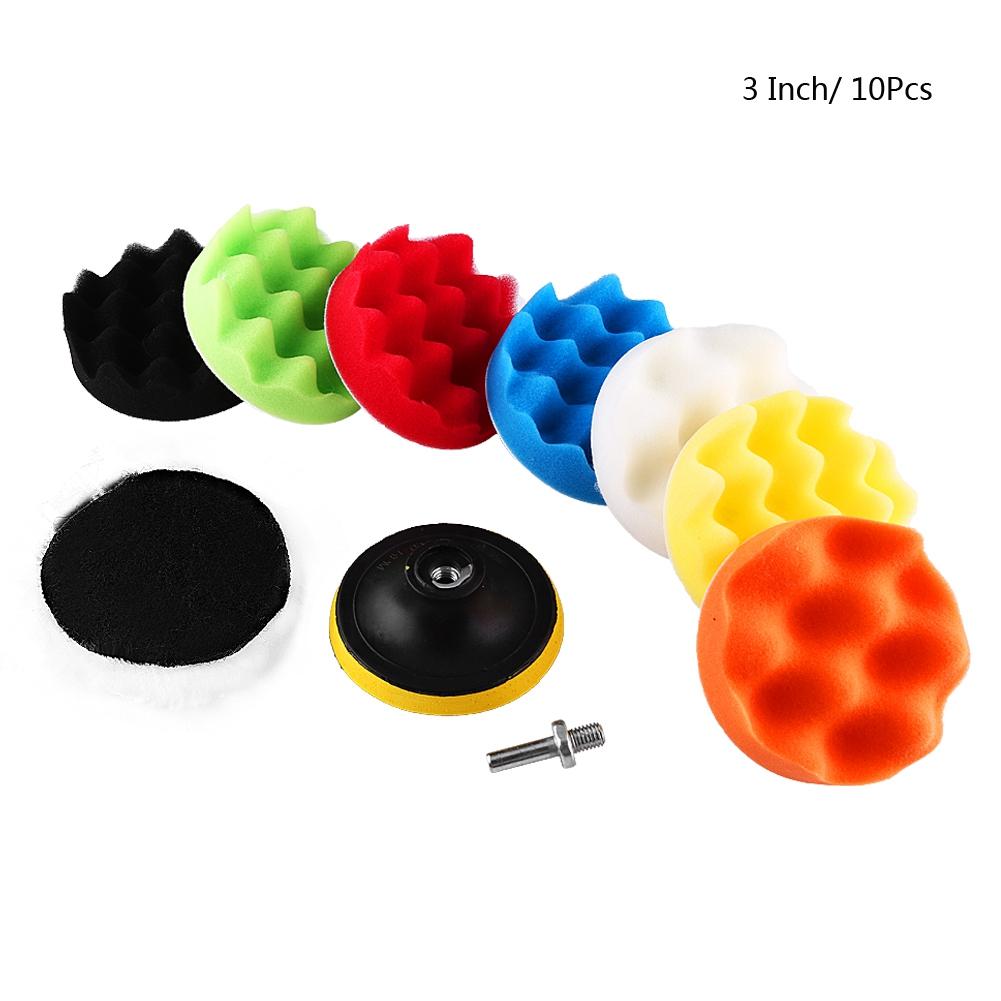 10Pcs Sponge Polishing Buffing Waxing Pad Kit For Car Polisher Buffer With Drill Adapter