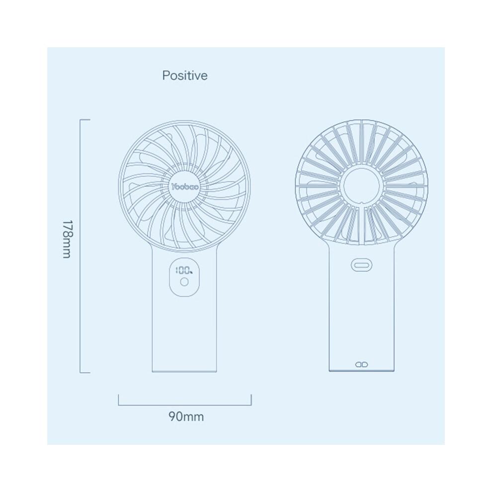 (Blue) YOOBAO Y-F3PL 8000mAh Handheld Fan Portable Cooling Fan with Battery Indicator