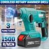 288VF 3 In 1 Impact Drill Power Tool with Battery Multifunction Cordless Electric Rotary Hammer Drill Hammer