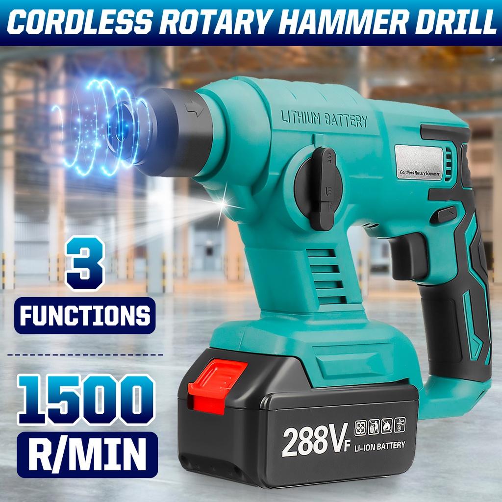 288VF 3 In 1 Impact Drill Power Tool with Battery Multifunction Cordless Electric Rotary Hammer Drill Hammer