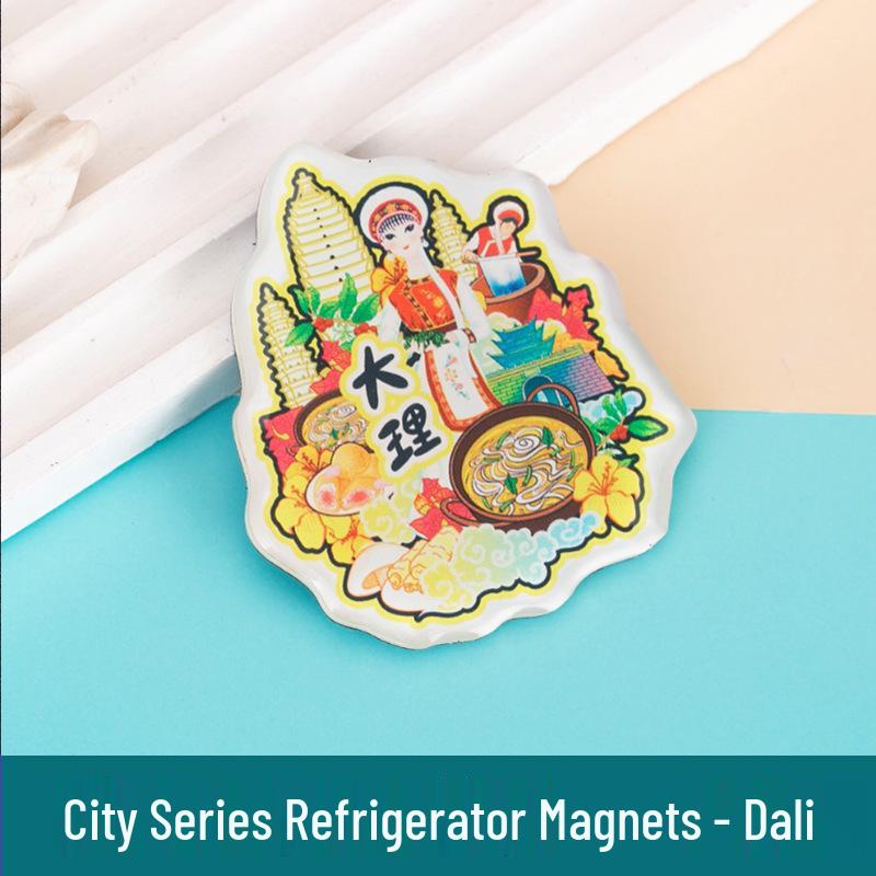 Chinese Cultural Acrylic Magnet - City Scenery Souvenir