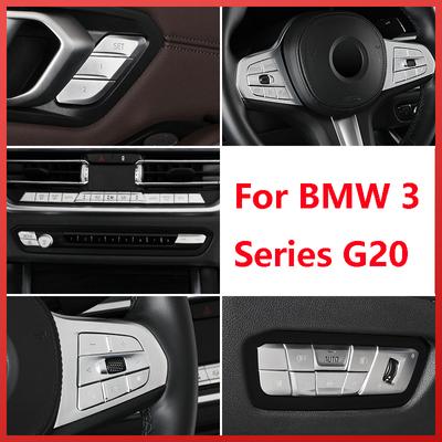 Car Steering Wheel Unlock Headlight Buttons Frame Covers Stickers Trim for BMW 3 Series G20 G28  Lnterior Auto Accessories