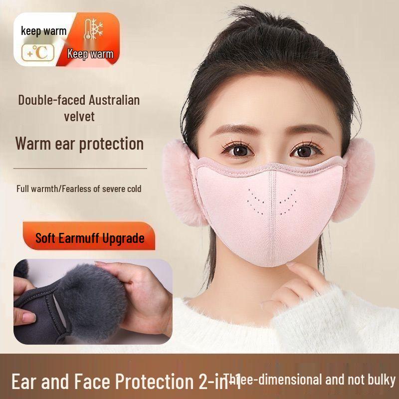 Damen Winddichte Vollgesichtsmaske mit Ohrenschützern – Warm, Samtgefüttert, Staubdicht, Atmungsaktiv, Waschbar für Herbst- und Winterradfahren