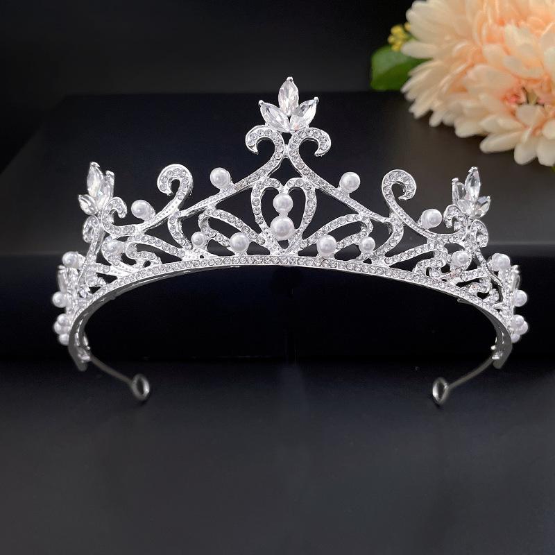 

Baroque Bridal Crown Pearl Hair Accessory Alloy Rhinestone Crown Pearl Wedding Adult Ceremony Bridal Headband