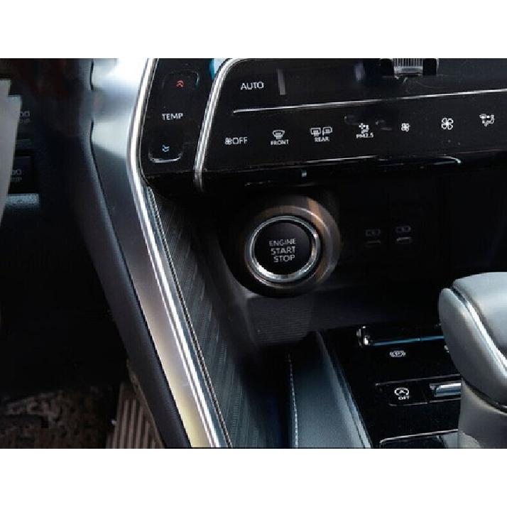 Dark Wood Grain One-Click Startup Frame Cover Trim Fit For Toyota Venza -23
