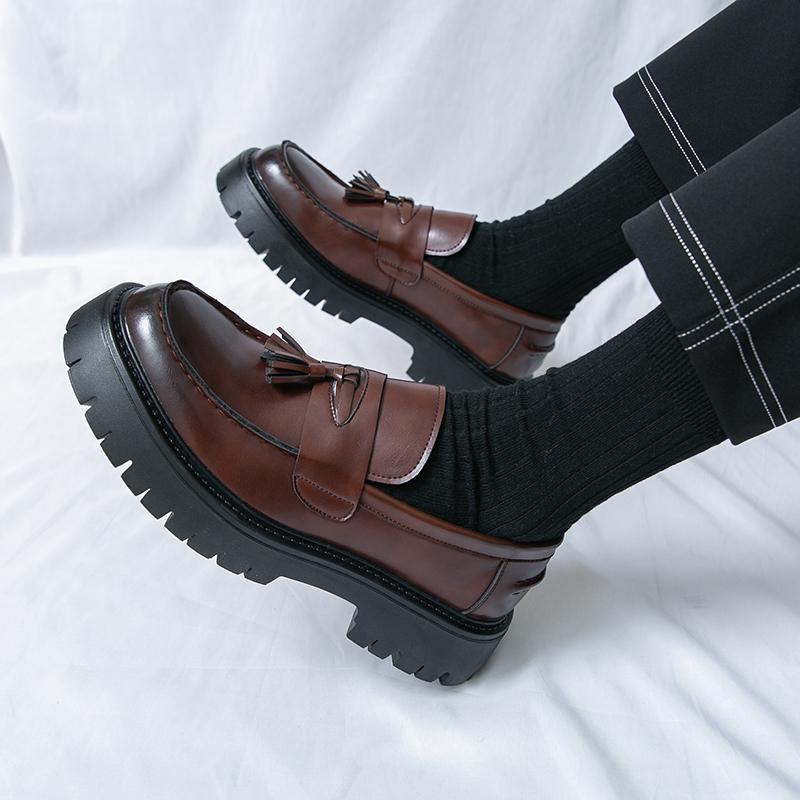 Men Spring Autumn Shoes High Quality Tassels Formal Platform Leather Wedding Social Brogues Business Dress Leather