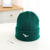 European and American children's autumn and winter knitted hats, boys' embroidered dinosaur standard warm wool hats, simple windproof hats
