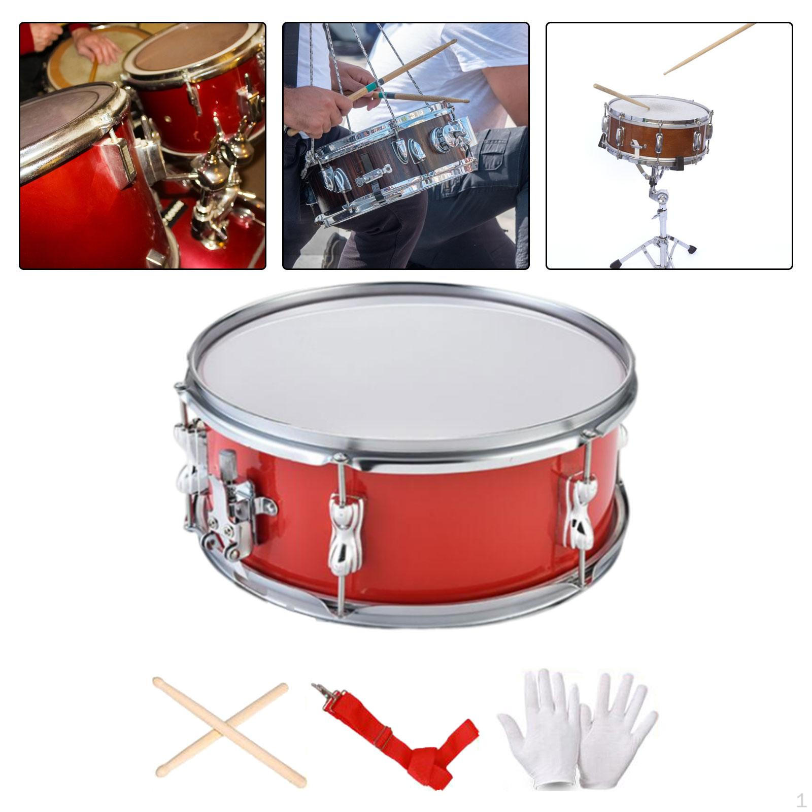 

13-дюймовый малый барабан с перчатками, легкий музыкальный инструмент, музыкальный инструмент для девочек, начинающих и взрослых Red Adjust Spring