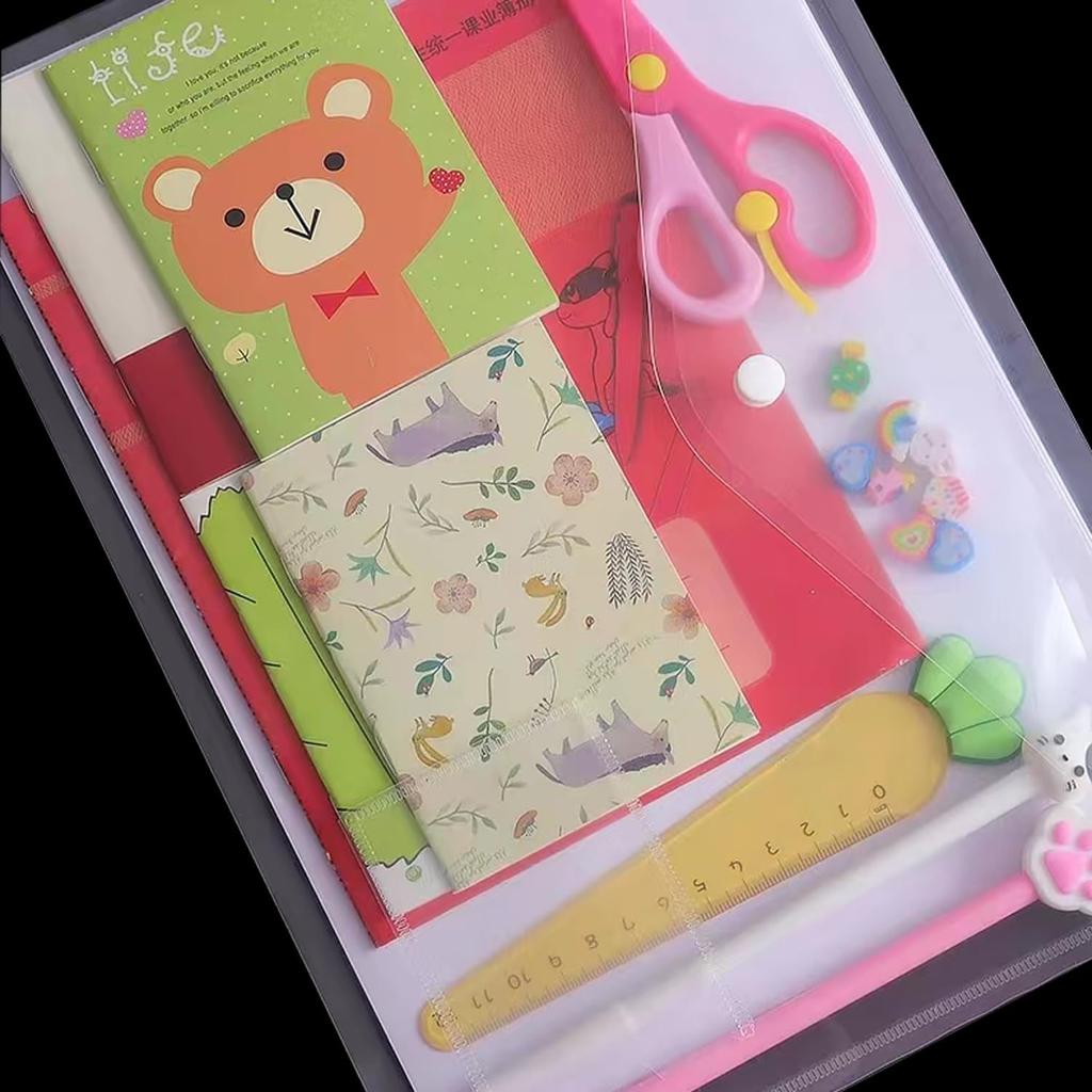20pcs Plastic Envelopes, Clear Envelopes with Snap Button Closure, Document Folders Letter Size A4 Size File Envelopes with Label Pocket for School