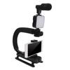Handheld Video Camera Stabilizer with LED Light Microphone Portable U Shape Camera Stabilizer