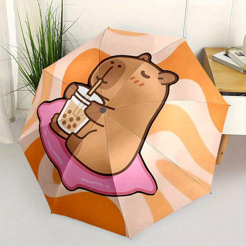 1pc Capybara Pattern Automatic Umbrella 8-Bone Design Compact Gear for Outdoor Travel, Perfect Holiday Gift Y250827057